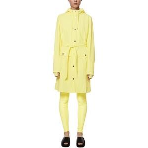 RAINS Curve Jacket XS Yellow Waterproof Raincoat Belted Hooded NWT